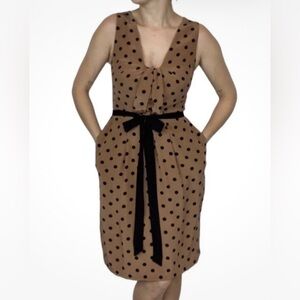 Yoana Baraschi Anthropologie 100% Silk Polka Dot Sleeveless Dress Size 6